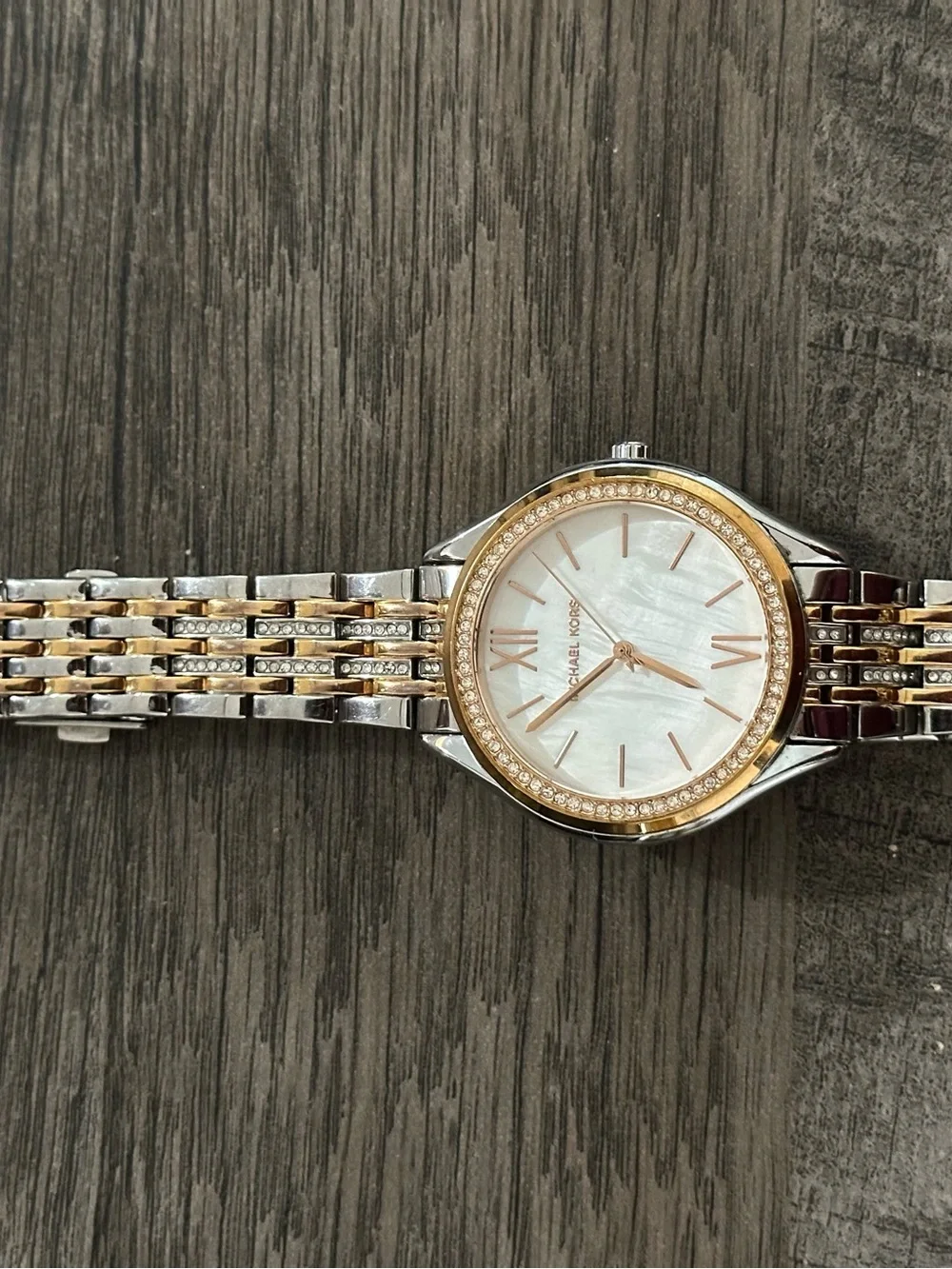 Michael Kors Two-Tone Silver and Rose Gold Crystal Accent Women's Watch